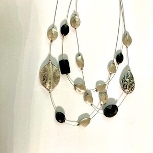 INC International Concepts Silver and Black Beaded Necklace